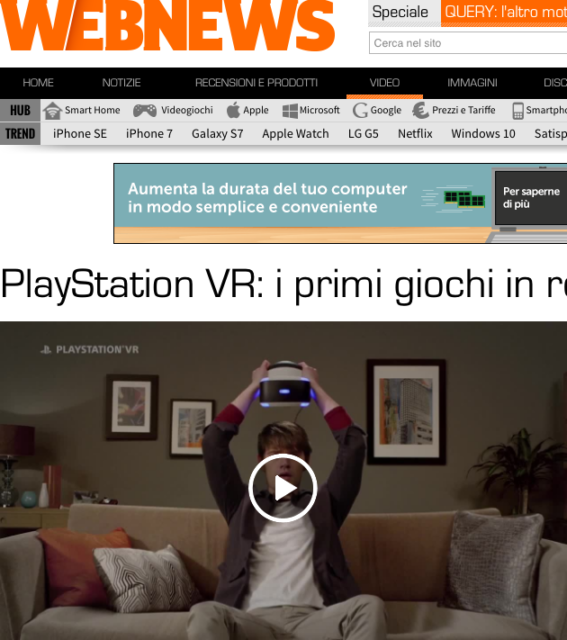 WebNews - PlayStation VR: i primi giochi in realtà virtuale